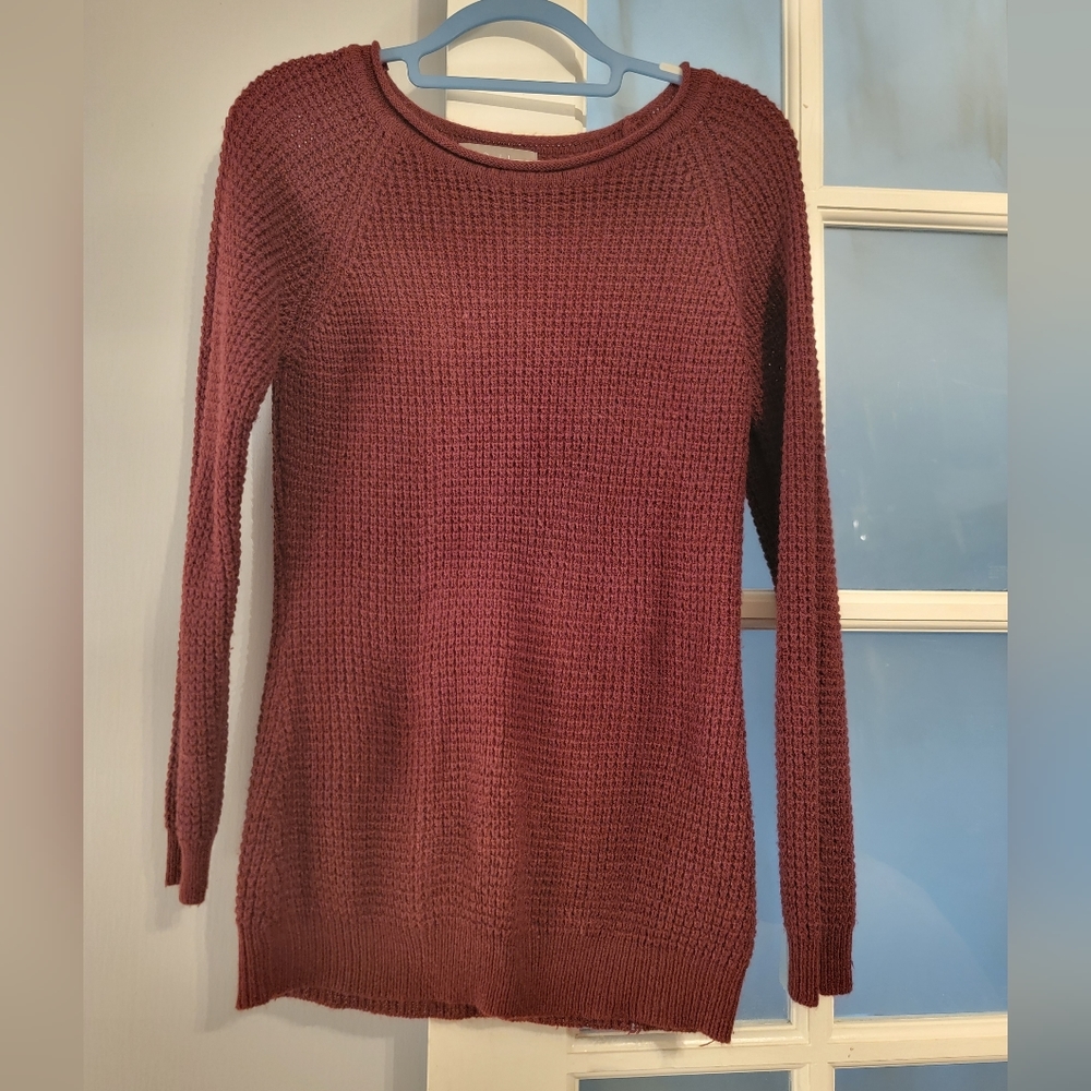 🔴 2sable knit sweater burgandy wine colored size large